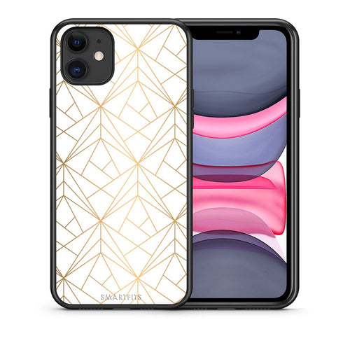 Θήκη iPhone 11 Luxury White Geometric από τη Smartfits με σχέδιο στο πίσω μέρος και μαύρο περίβλημα | iPhone 11 Luxury White Geometric case with colorful back and black bezels