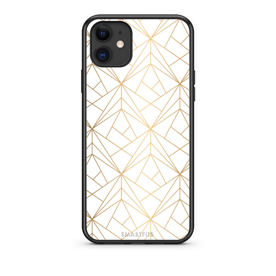111 - iPhone 11  Luxury White Geometric case, cover, bumper