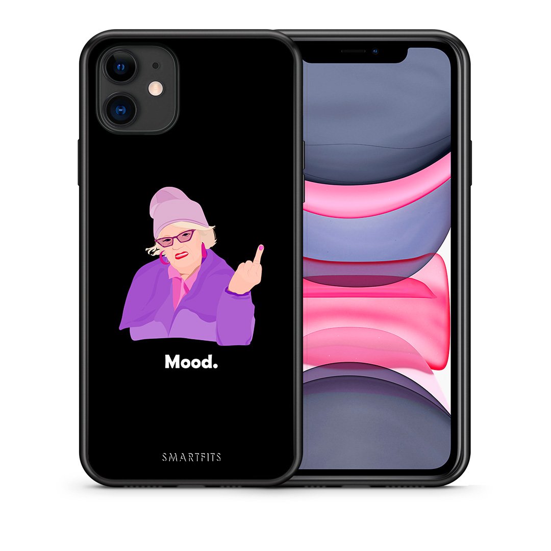 Θήκη iPhone 11 Grandma Mood Black από τη Smartfits με σχέδιο στο πίσω μέρος και μαύρο περίβλημα | iPhone 11 Grandma Mood Black case with colorful back and black bezels