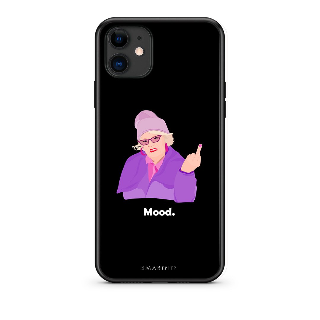 iPhone 11 Grandma Mood Black θήκη από τη Smartfits με σχέδιο στο πίσω μέρος και μαύρο περίβλημα | Smartphone case with colorful back and black bezels by Smartfits