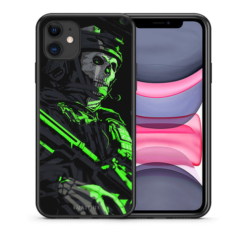 Θήκη Αγίου Βαλεντίνου iPhone 11 Green Soldier από τη Smartfits με σχέδιο στο πίσω μέρος και μαύρο περίβλημα | iPhone 11 Green Soldier case with colorful back and black bezels