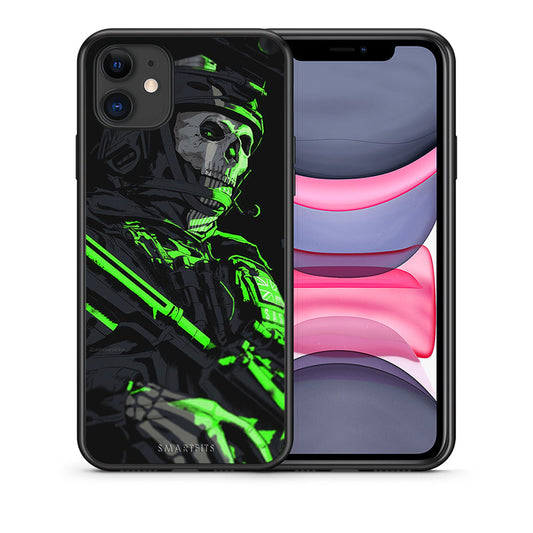 Θήκη Αγίου Βαλεντίνου iPhone 11 Green Soldier από τη Smartfits με σχέδιο στο πίσω μέρος και μαύρο περίβλημα | iPhone 11 Green Soldier case with colorful back and black bezels