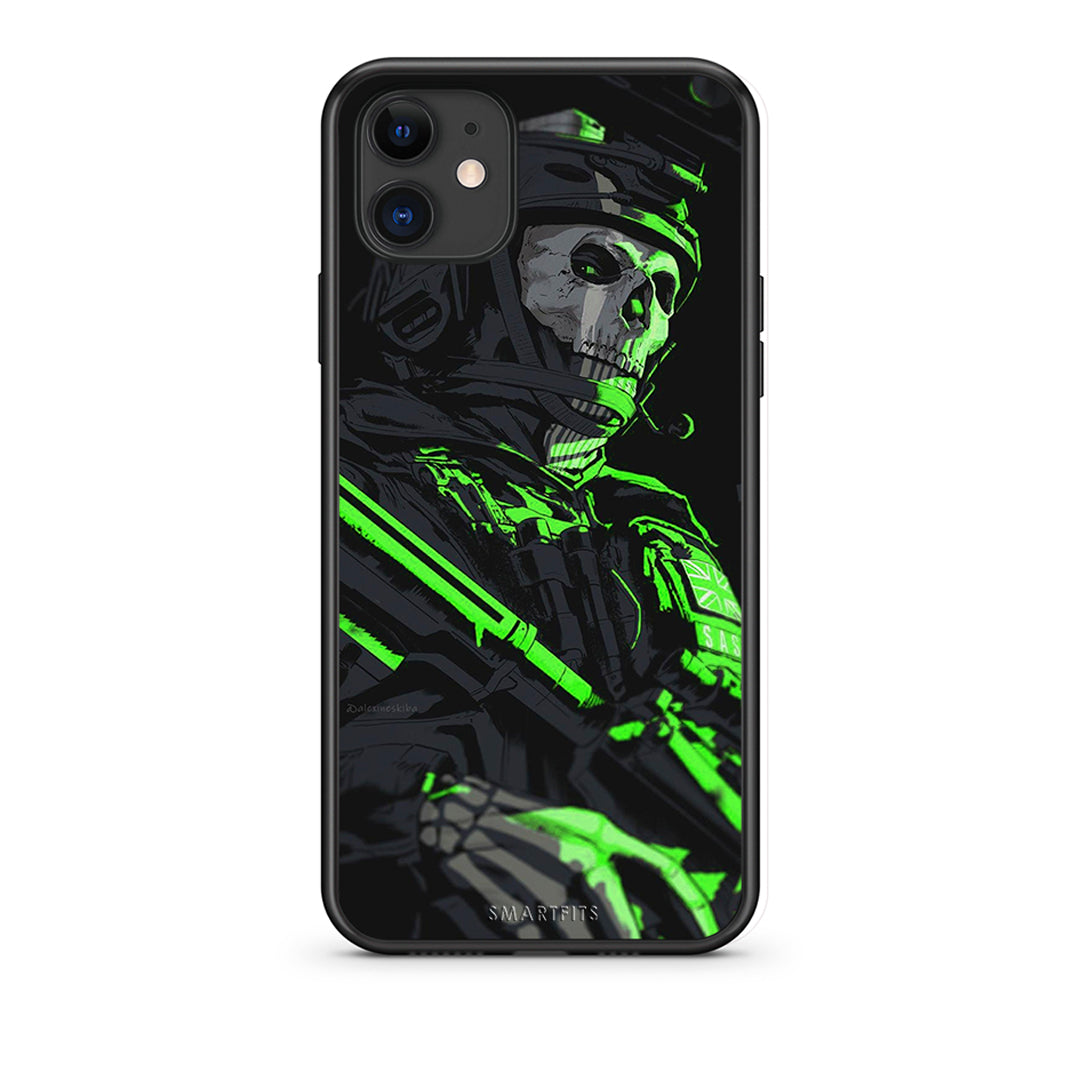 iPhone 11 Green Soldier Θήκη Αγίου Βαλεντίνου από τη Smartfits με σχέδιο στο πίσω μέρος και μαύρο περίβλημα | Smartphone case with colorful back and black bezels by Smartfits