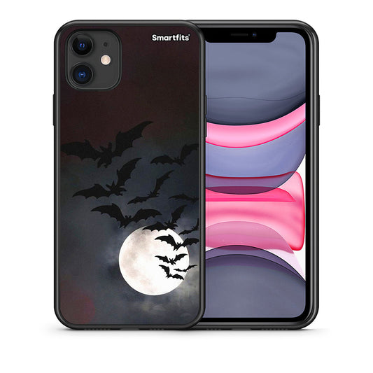 Θήκη iPhone 11 Halloween Bat Night από τη Smartfits με σχέδιο στο πίσω μέρος και μαύρο περίβλημα | iPhone 11 Halloween Bat Night case with colorful back and black bezels
