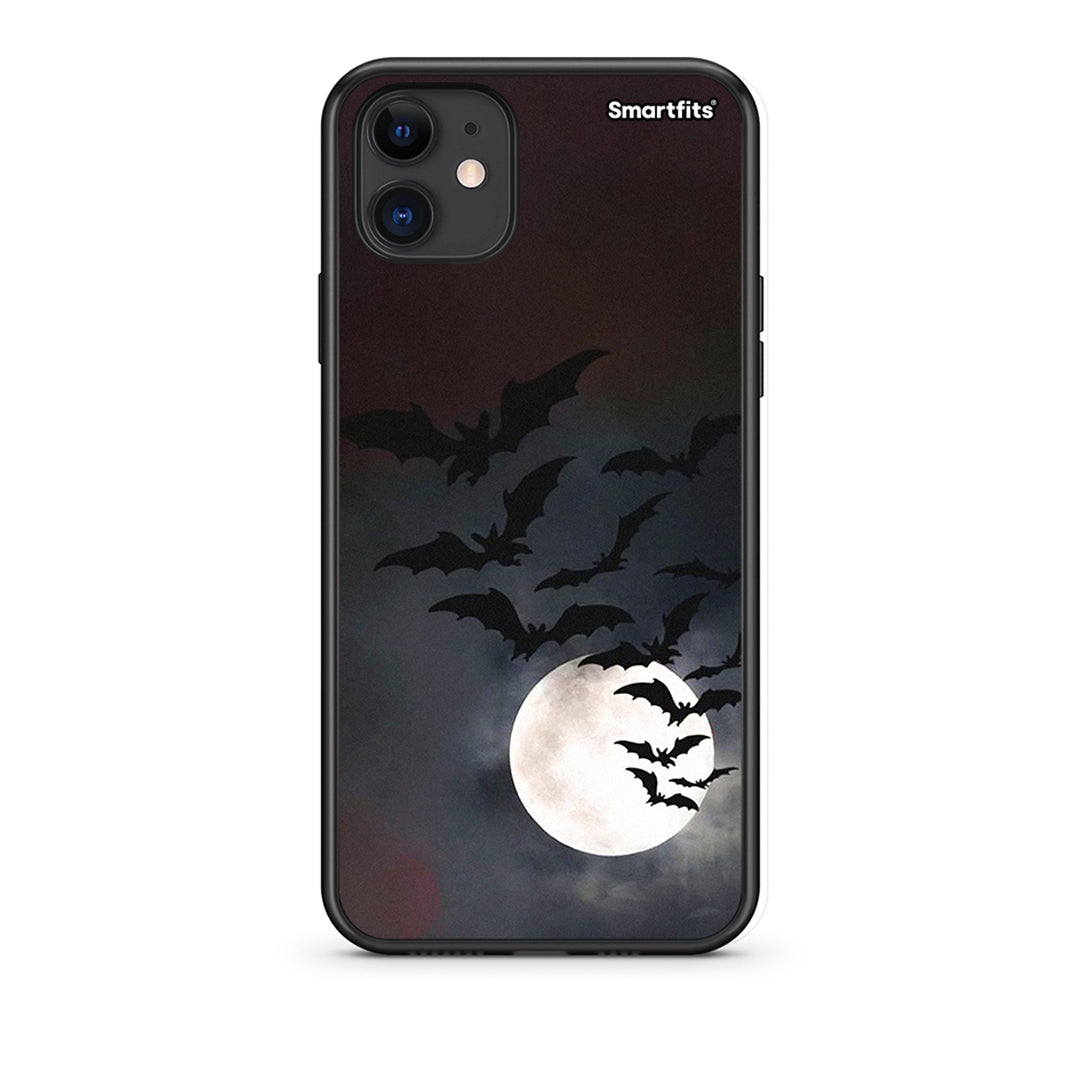 iPhone 11 Halloween Bat Night Θήκη από τη Smartfits με σχέδιο στο πίσω μέρος και μαύρο περίβλημα | Smartphone case with colorful back and black bezels by Smartfits