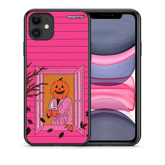 Θήκη iPhone 11 Halloween Pumpkin Lady από τη Smartfits με σχέδιο στο πίσω μέρος και μαύρο περίβλημα | iPhone 11 Halloween Pumpkin Lady case with colorful back and black bezels