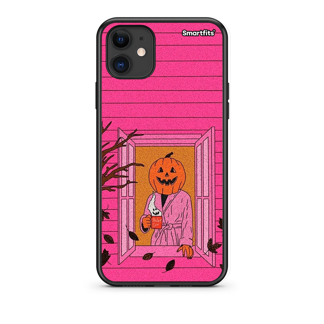 iPhone 11 Halloween Pumpkin Lady Θήκη από τη Smartfits με σχέδιο στο πίσω μέρος και μαύρο περίβλημα | Smartphone case with colorful back and black bezels by Smartfits