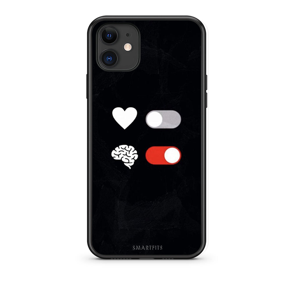 iPhone 11 Heart Vs Brain Θήκη Αγίου Βαλεντίνου από τη Smartfits με σχέδιο στο πίσω μέρος και μαύρο περίβλημα | Smartphone case with colorful back and black bezels by Smartfits