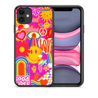 Thumbnail for Θήκη iPhone 11 Hippie Love από τη Smartfits με σχέδιο στο πίσω μέρος και μαύρο περίβλημα | iPhone 11 Hippie Love case with colorful back and black bezels