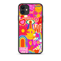 Thumbnail for iPhone 11 Hippie Love Θήκη από τη Smartfits με σχέδιο στο πίσω μέρος και μαύρο περίβλημα | Smartphone case with colorful back and black bezels by Smartfits