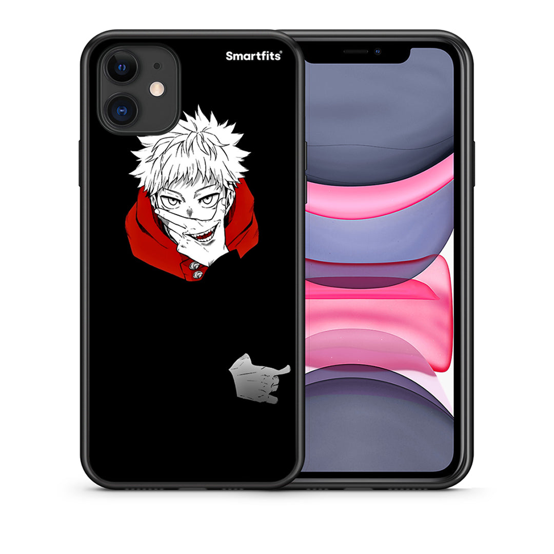 Θήκη iPhone 11 Itadori Anime από τη Smartfits με σχέδιο στο πίσω μέρος και μαύρο περίβλημα | iPhone 11 Itadori Anime case with colorful back and black bezels
