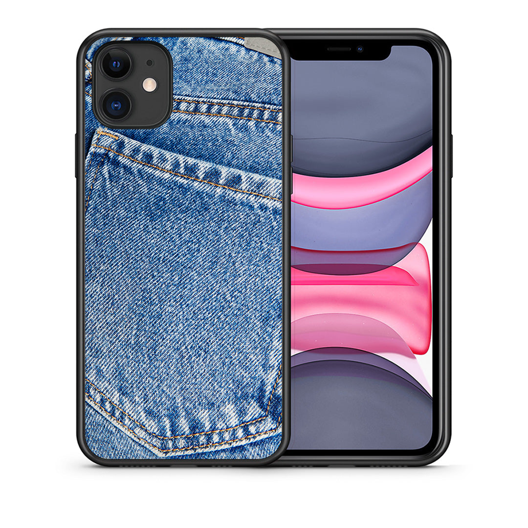 Θήκη iPhone 11 Jeans Pocket από τη Smartfits με σχέδιο στο πίσω μέρος και μαύρο περίβλημα | iPhone 11 Jeans Pocket case with colorful back and black bezels