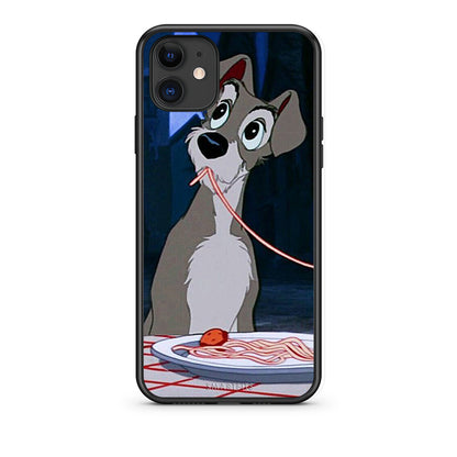 iPhone 11 Lady And Tramp 1 Θήκη Αγίου Βαλεντίνου από τη Smartfits με σχέδιο στο πίσω μέρος και μαύρο περίβλημα | Smartphone case with colorful back and black bezels by Smartfits