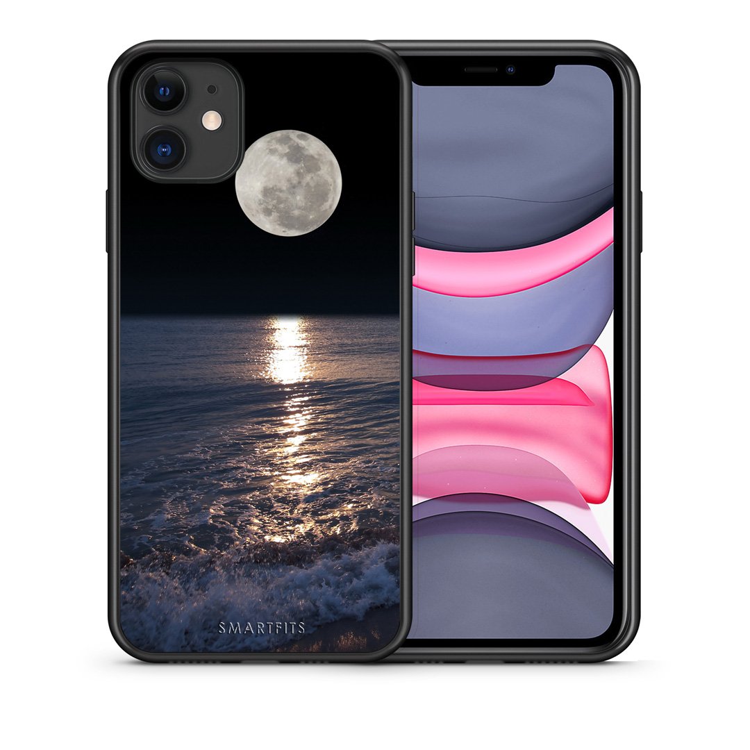 Θήκη iPhone 11 Moon Landscape από τη Smartfits με σχέδιο στο πίσω μέρος και μαύρο περίβλημα | iPhone 11 Moon Landscape case with colorful back and black bezels