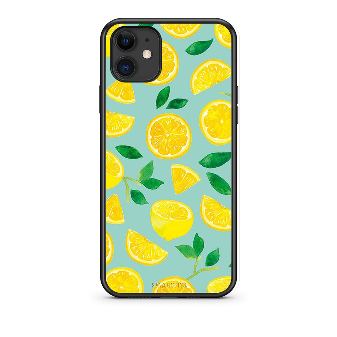 iPhone 11 Lemons θήκη από τη Smartfits με σχέδιο στο πίσω μέρος και μαύρο περίβλημα | Smartphone case with colorful back and black bezels by Smartfits