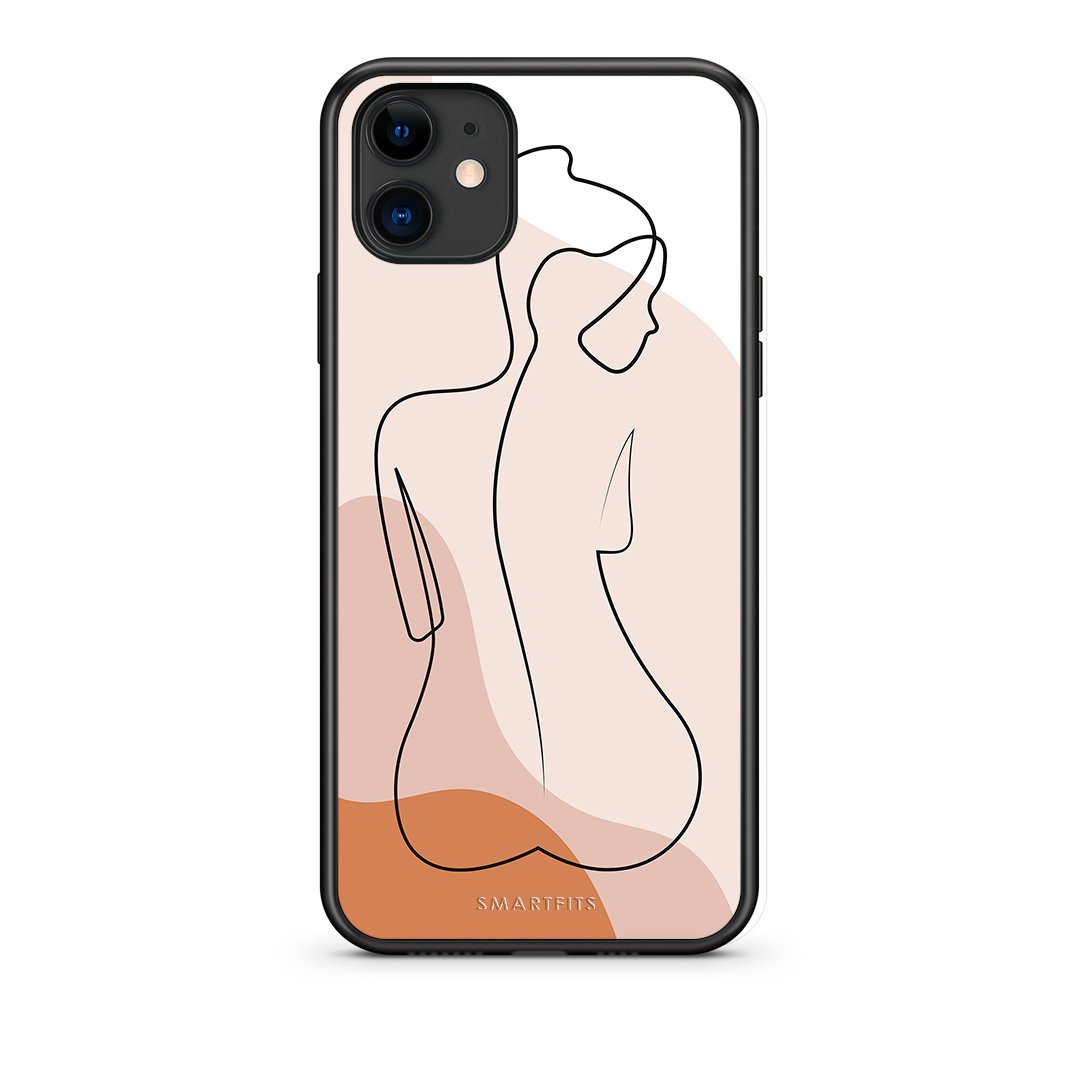 iPhone 11 LineArt Woman θήκη από τη Smartfits με σχέδιο στο πίσω μέρος και μαύρο περίβλημα | Smartphone case with colorful back and black bezels by Smartfits