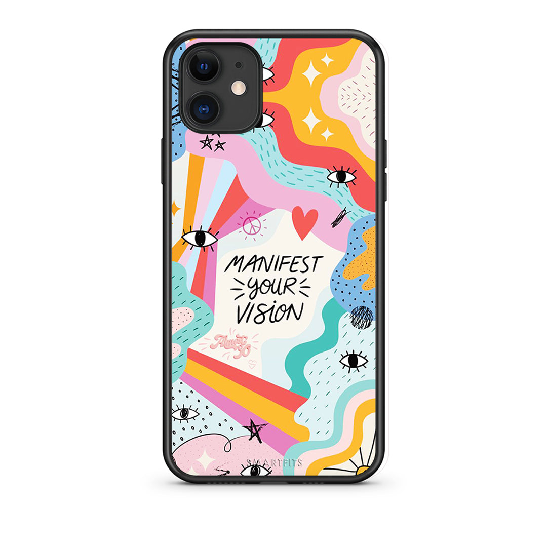iPhone 11 Manifest Your Vision θήκη από τη Smartfits με σχέδιο στο πίσω μέρος και μαύρο περίβλημα | Smartphone case with colorful back and black bezels by Smartfits