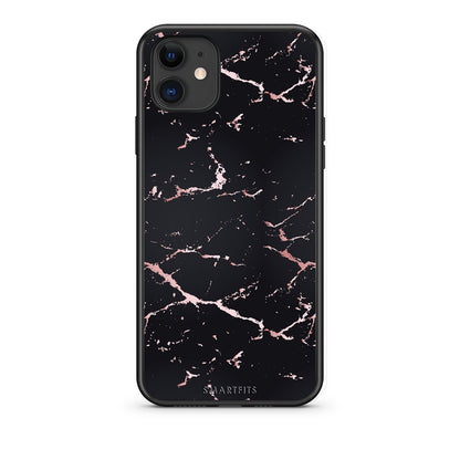4 - iPhone 11  Black Rosegold Marble case, cover, bumper