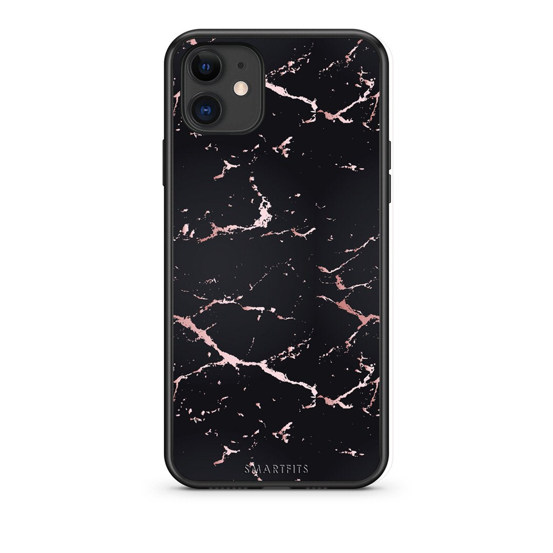 4 - iPhone 11  Black Rosegold Marble case, cover, bumper