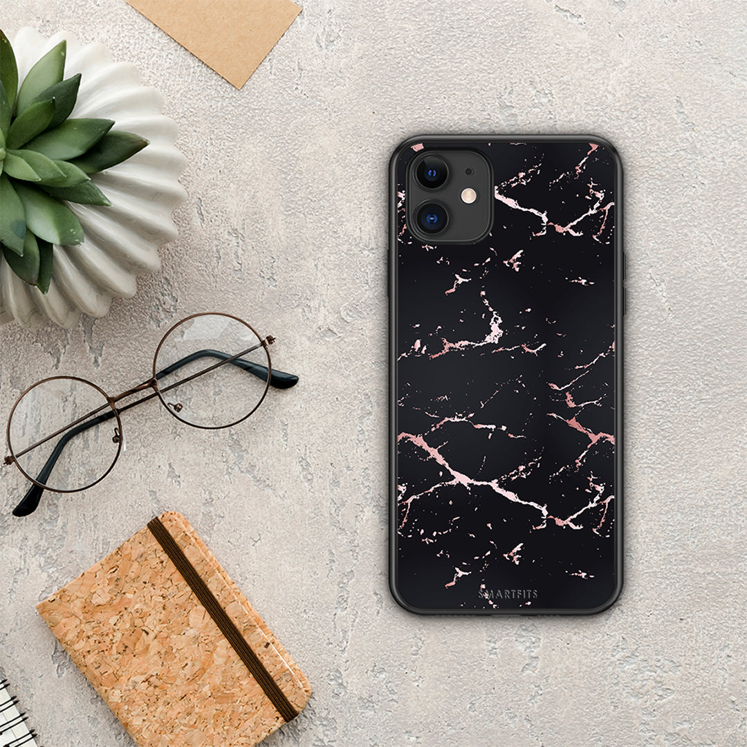 Marble Black Rosegold - iPhone 11 θήκη