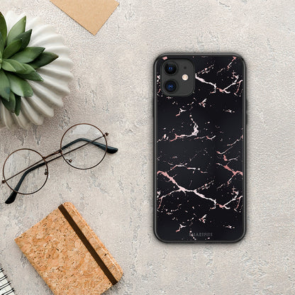 Marble Black Rosegold - iPhone 11 θήκη