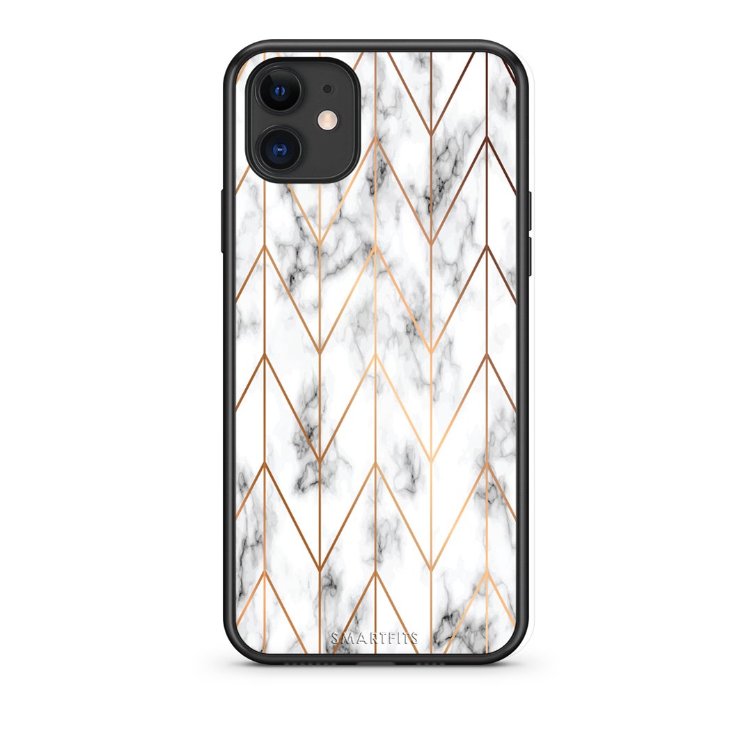44 - iPhone 11  Gold Geometric Marble case, cover, bumper