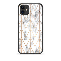 Thumbnail for 44 - iPhone 11  Gold Geometric Marble case, cover, bumper