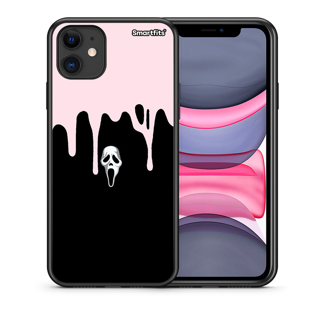 Θήκη iPhone 11 Melting Halloween Mask από τη Smartfits με σχέδιο στο πίσω μέρος και μαύρο περίβλημα | iPhone 11 Melting Halloween Mask case with colorful back and black bezels