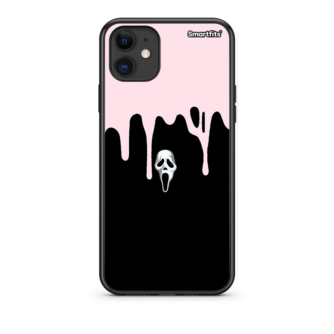 iPhone 11 Melting Halloween Mask Θήκη από τη Smartfits με σχέδιο στο πίσω μέρος και μαύρο περίβλημα | Smartphone case with colorful back and black bezels by Smartfits