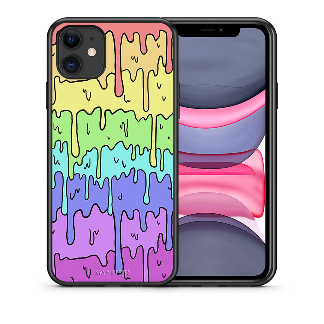Θήκη iPhone 11 Melting Rainbow από τη Smartfits με σχέδιο στο πίσω μέρος και μαύρο περίβλημα | iPhone 11 Melting Rainbow case with colorful back and black bezels