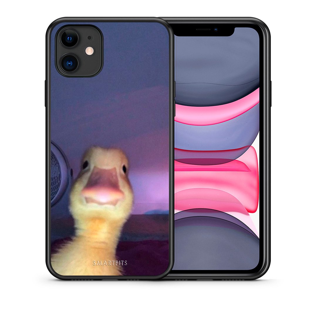 Θήκη iPhone 11 Meme Duck από τη Smartfits με σχέδιο στο πίσω μέρος και μαύρο περίβλημα | iPhone 11 Meme Duck case with colorful back and black bezels