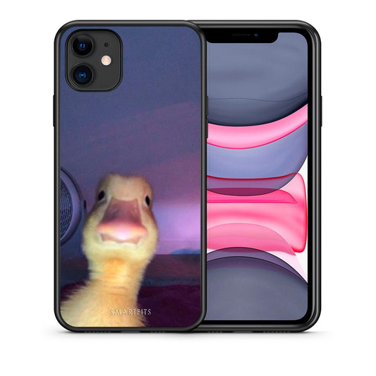 Θήκη iPhone 11 Meme Duck από τη Smartfits με σχέδιο στο πίσω μέρος και μαύρο περίβλημα | iPhone 11 Meme Duck case with colorful back and black bezels