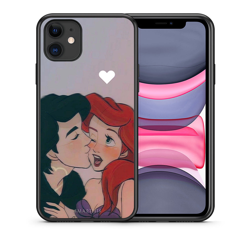Θήκη Αγίου Βαλεντίνου iPhone 11 Mermaid Love από τη Smartfits με σχέδιο στο πίσω μέρος και μαύρο περίβλημα | iPhone 11 Mermaid Love case with colorful back and black bezels