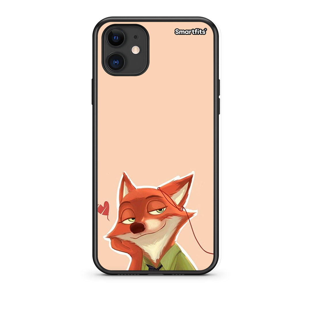 iPhone 11 Nick Wilde And Judy Hopps Love 1 Θήκη από τη Smartfits με σχέδιο στο πίσω μέρος και μαύρο περίβλημα | Smartphone case with colorful back and black bezels by Smartfits