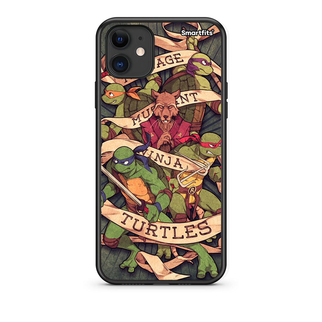 iPhone 11 Ninja Turtles Θήκη από τη Smartfits με σχέδιο στο πίσω μέρος και μαύρο περίβλημα | Smartphone case with colorful back and black bezels by Smartfits