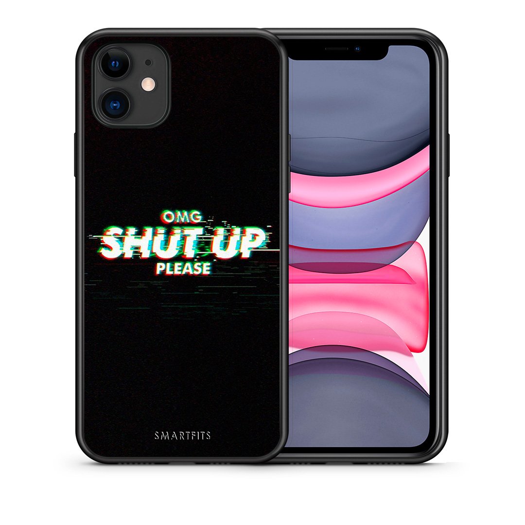 Θήκη iPhone 11 OMG ShutUp από τη Smartfits με σχέδιο στο πίσω μέρος και μαύρο περίβλημα | iPhone 11 OMG ShutUp case with colorful back and black bezels