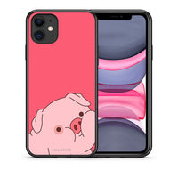 Thumbnail for Θήκη Αγίου Βαλεντίνου iPhone 11 Pig Love 1 από τη Smartfits με σχέδιο στο πίσω μέρος και μαύρο περίβλημα | iPhone 11 Pig Love 1 case with colorful back and black bezels