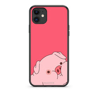 Thumbnail for iPhone 11 Pig Love 1 Θήκη Αγίου Βαλεντίνου από τη Smartfits με σχέδιο στο πίσω μέρος και μαύρο περίβλημα | Smartphone case with colorful back and black bezels by Smartfits