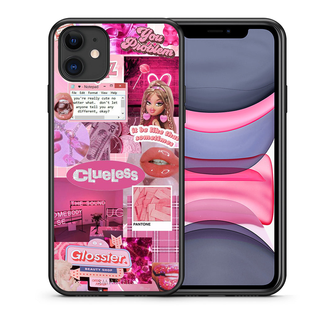 Θήκη Αγίου Βαλεντίνου iPhone 11 Pink Love από τη Smartfits με σχέδιο στο πίσω μέρος και μαύρο περίβλημα | iPhone 11 Pink Love case with colorful back and black bezels