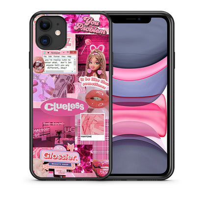Θήκη Αγίου Βαλεντίνου iPhone 11 Pink Love από τη Smartfits με σχέδιο στο πίσω μέρος και μαύρο περίβλημα | iPhone 11 Pink Love case with colorful back and black bezels