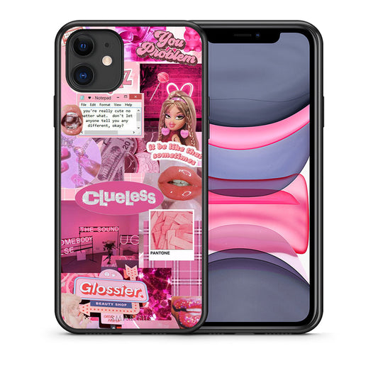 Θήκη Αγίου Βαλεντίνου iPhone 11 Pink Love από τη Smartfits με σχέδιο στο πίσω μέρος και μαύρο περίβλημα | iPhone 11 Pink Love case with colorful back and black bezels