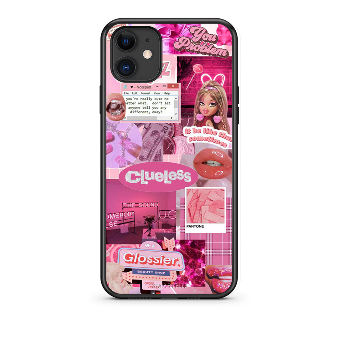 iPhone 11 Pink Love Θήκη Αγίου Βαλεντίνου από τη Smartfits με σχέδιο στο πίσω μέρος και μαύρο περίβλημα | Smartphone case with colorful back and black bezels by Smartfits