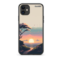 Thumbnail for iPhone 11 Pixel Sunset Θήκη από τη Smartfits με σχέδιο στο πίσω μέρος και μαύρο περίβλημα | Smartphone case with colorful back and black bezels by Smartfits