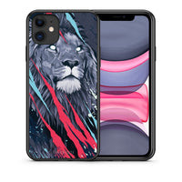 Thumbnail for Θήκη iPhone 11 Lion Designer PopArt από τη Smartfits με σχέδιο στο πίσω μέρος και μαύρο περίβλημα | iPhone 11 Lion Designer PopArt case with colorful back and black bezels