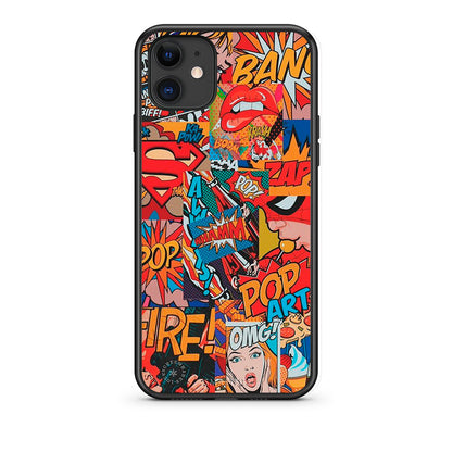 iPhone 11 PopArt OMG θήκη από τη Smartfits με σχέδιο στο πίσω μέρος και μαύρο περίβλημα | Smartphone case with colorful back and black bezels by Smartfits