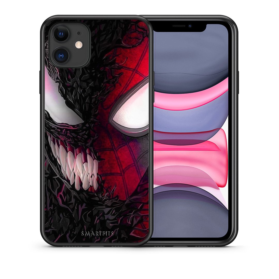 Θήκη iPhone 11 SpiderVenom PopArt από τη Smartfits με σχέδιο στο πίσω μέρος και μαύρο περίβλημα | iPhone 11 SpiderVenom PopArt case with colorful back and black bezels