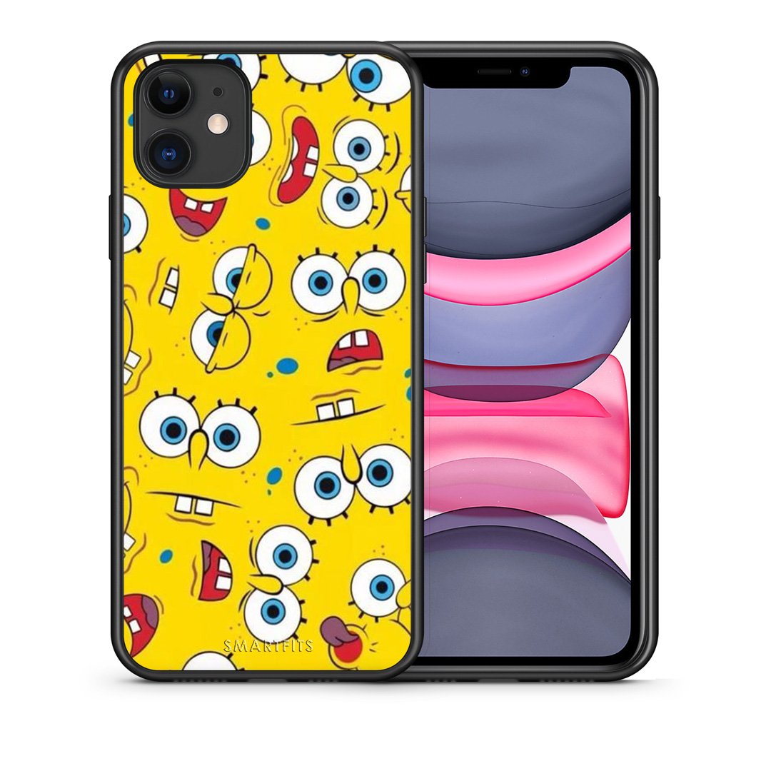 Θήκη iPhone 11 Sponge PopArt από τη Smartfits με σχέδιο στο πίσω μέρος και μαύρο περίβλημα | iPhone 11 Sponge PopArt case with colorful back and black bezels