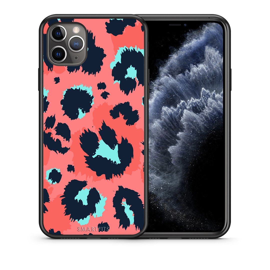 Θήκη iPhone 11 Pro Max Pink Leopard Animal από τη Smartfits με σχέδιο στο πίσω μέρος και μαύρο περίβλημα | iPhone 11 Pro Max Pink Leopard Animal case with colorful back and black bezels