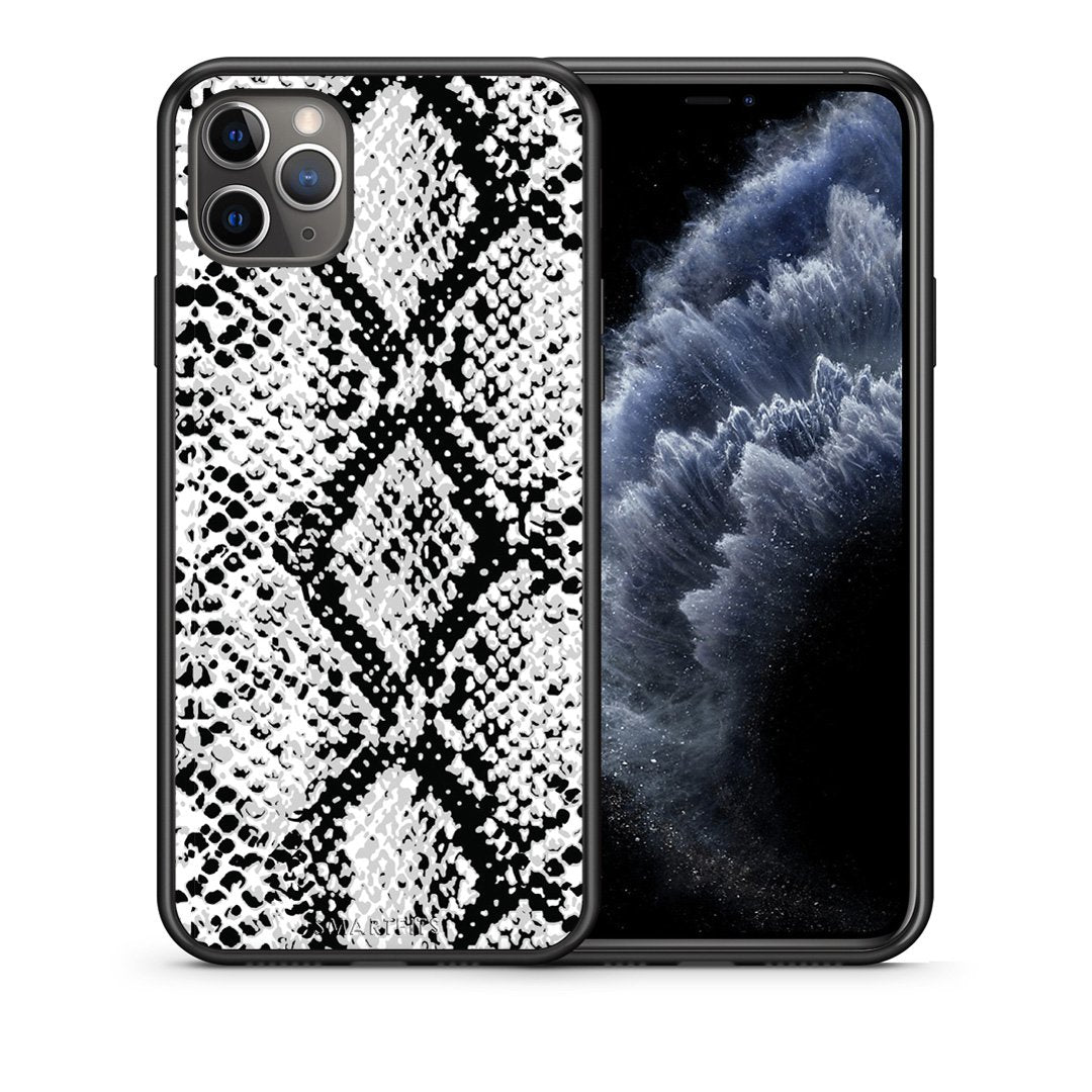 Θήκη iPhone 11 Pro Max White Snake Animal από τη Smartfits με σχέδιο στο πίσω μέρος και μαύρο περίβλημα | iPhone 11 Pro Max White Snake Animal case with colorful back and black bezels