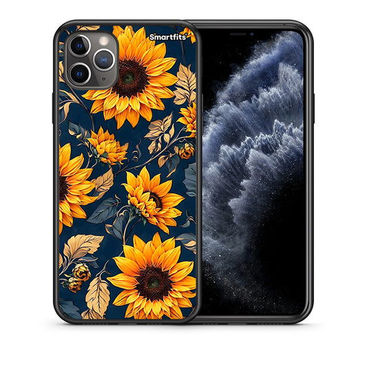 Θήκη iPhone 11 Pro Max Autumn Sunflowers από τη Smartfits με σχέδιο στο πίσω μέρος και μαύρο περίβλημα | iPhone 11 Pro Max Autumn Sunflowers case with colorful back and black bezels